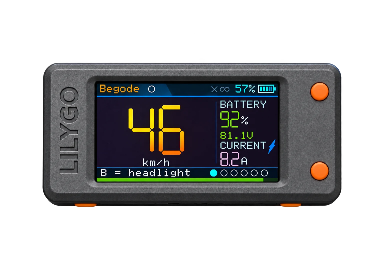 LilyGO T-Display-S3 with two orange buttons and a larger display